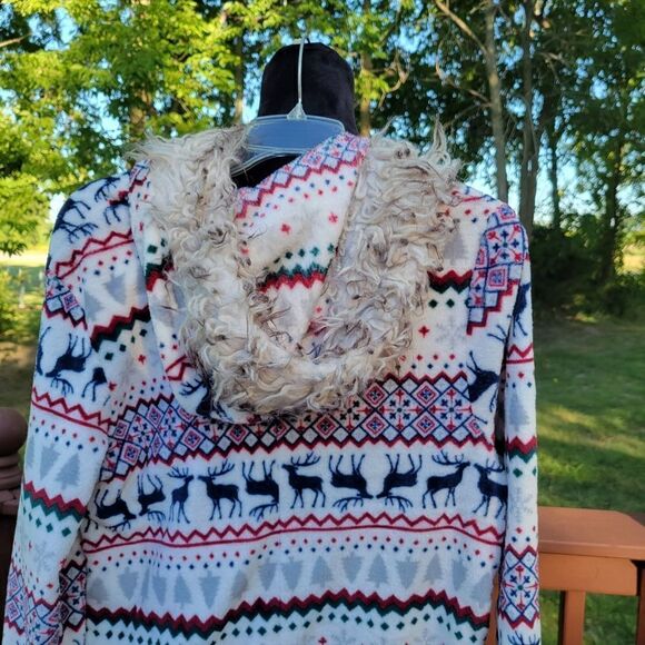 Secret Treasure  Fleece Long Sleeve Zip Sweater Full length Pajamas sz Large - Picture 5 of 11